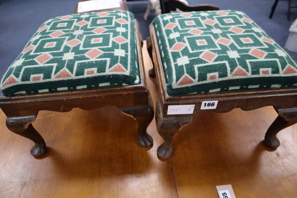 A pair of Georgian style mahogany foot stools, 38 x 33cm